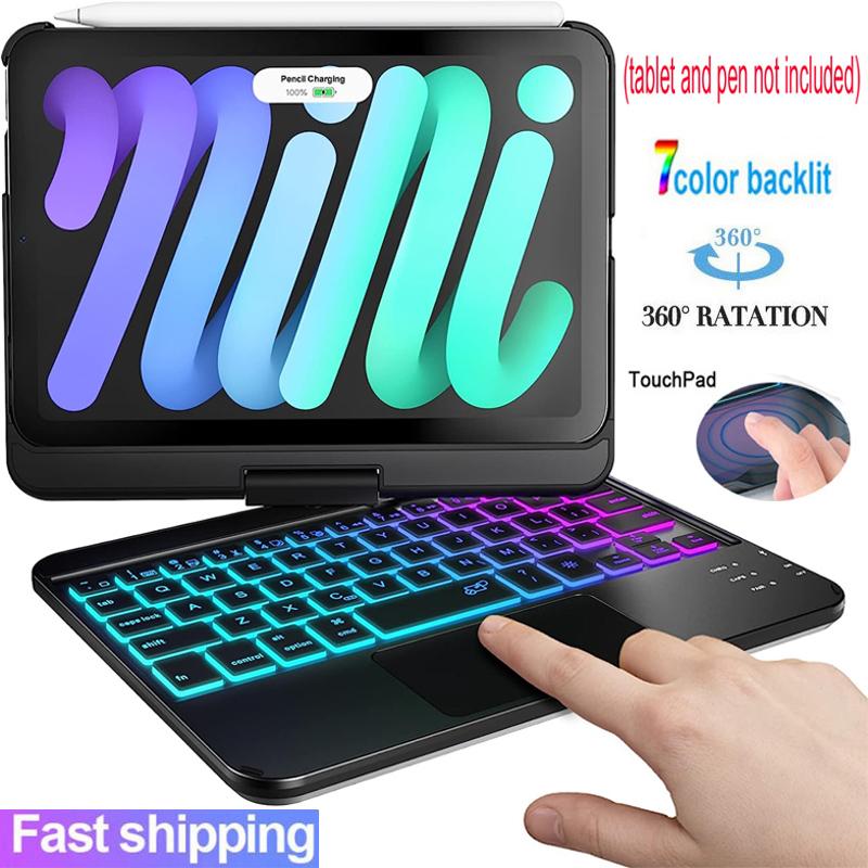 Vỏ Bọc Bàn Phím Touchpad, Dành Cho iPad Mini 6, 7, Mini6, Mini7 Và Mini8.3 Inch, Bàn Phím Trackpad Đèn Nền Bluetooth Không Dây, Vỏ Bọc