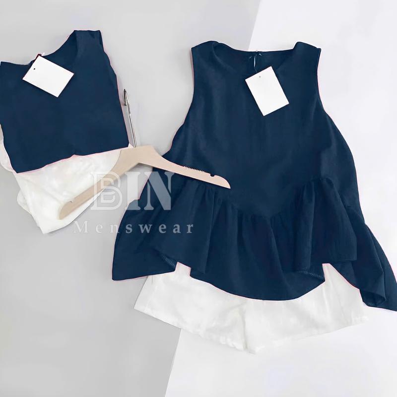 Set Áo Babydoll Bèo Nhún Kèm Quần Short Đùi Sanh Chảnh Thoải Mái Cho Nữ Đi Chơi Biển Du Lịch