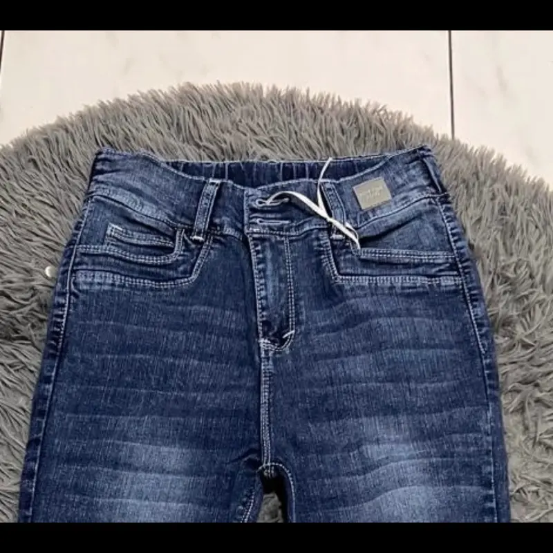 Snacks - Celana Jeans Wanita Cutbray Geminy Pinggang Karet Kancing 2 Ban Lebar Variasi Kantong Depan // Softjeans Stretch // Size 27 - 34 // Cod // Real Pict 3