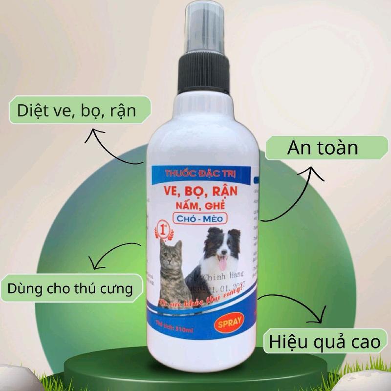 Xịt diệt ve rận bọ chét - ghẻ cho chó mèo thú cưng hiệu quả cao