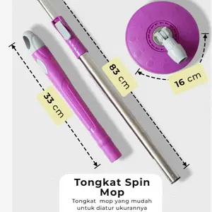 Tongkat Spin Mop  - Ukuran 16cm Diameter, 115cm Panjang, Sistem On Off, Tongkat Besi, Mudah Diposisikan, Hemat Tempat