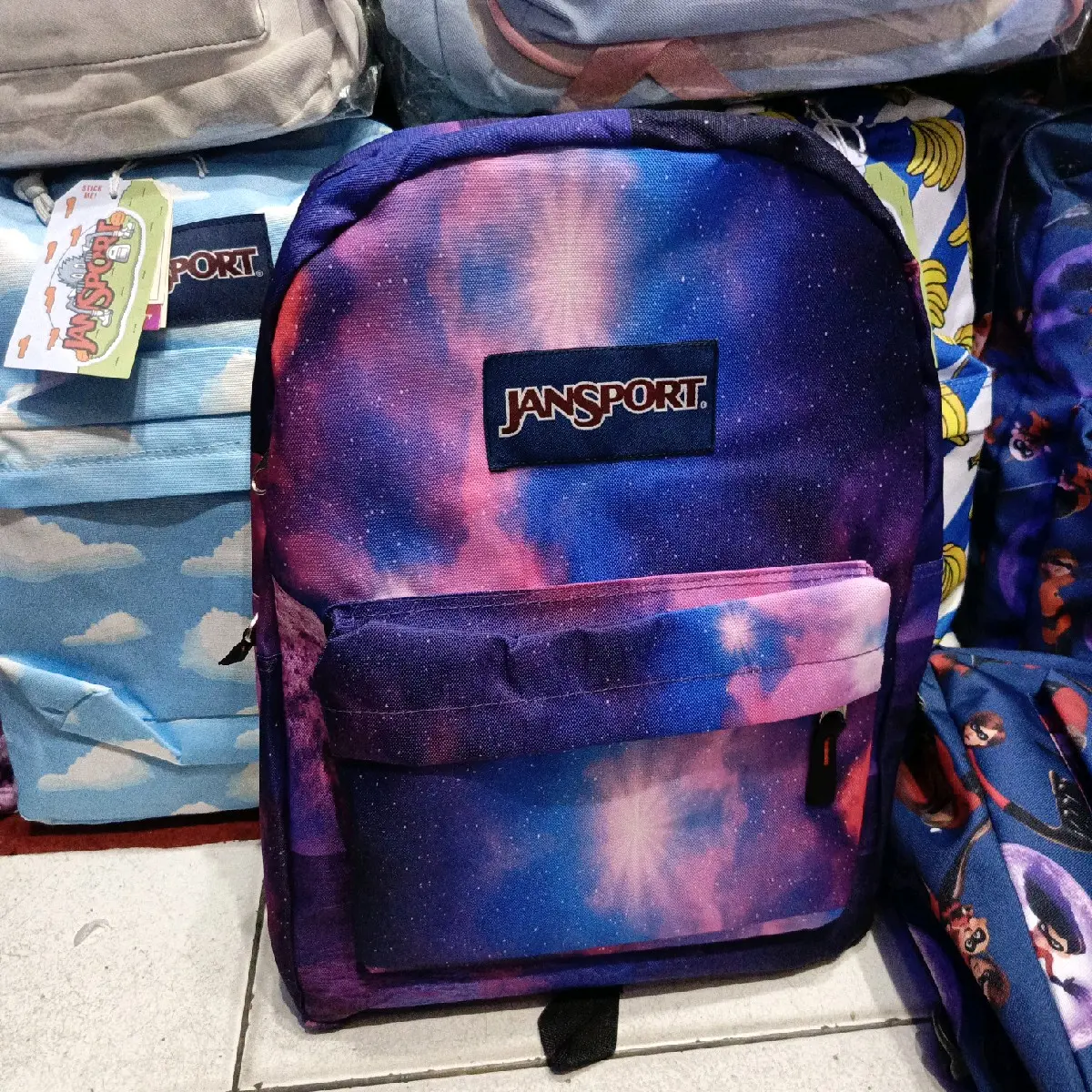 ransel jansport premium motif galaxy ungu resleting JS