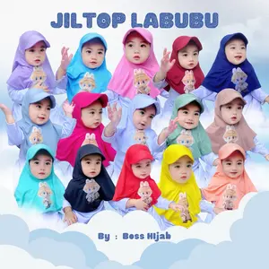 Hijab Bayi Jiltop Labubu Jersey Anak Usia 0-8th
