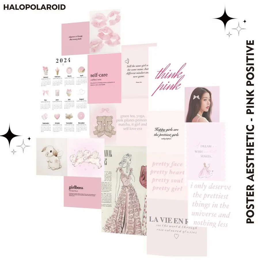[HALOPOLAROID] Poster Aesthetic PINK POSITIVE 18 Pcs Hiasan Estetik Dinding Wall Decor Aesthetic - Halo 18