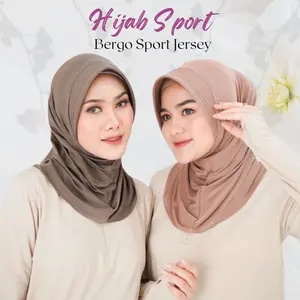 Bergo Sport Jersey Jilbab Instan Kerudung Olahraga Hijab Volly Basket Wanita Muslim Nyaman