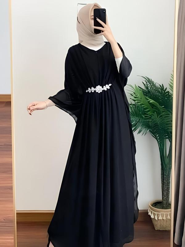 Larist Baju Kaftan Wanita Terbaru 2025 Gamis Simple Elegan Kaftan Lebaran Mewah Gamis Kaftan Kondangan Dress Pesta Muslim Remaja Dewasa Busui Friendly Gaun Maxi Hitam 1