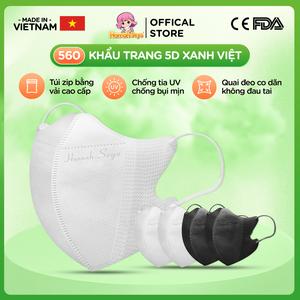 [KHẨU TRANG CHÍNH HÃNG] Thùng 560c/500c Khẩu Trang 5D Xanh Việt Hannah Seyo - Khẩu Trang Chống Tia UV, Bụi Mịn 3 Lớp Vải Không Dệt Cao Cấp -  KT560
