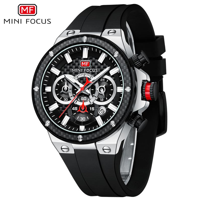 (Bảo hành 5 năm/thay thế miễn phí) MINI FOCUS Đồng hồ thạch anh dạ quang , Đồng hồ bấm giờ mặt số tương tự thể thao cho nam, Dây đeo silicon thời trang, Thích hợp làm quà tặng Đeo Tay Voi đồng hồ nam chống thấm nước watch đồng hôn
