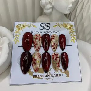 KUKU PALSU HANDMADE PRESS ON NAILS PREMIUM BY SULTANSYNDICATE FREE LEM TEMPEL MAROONFLO