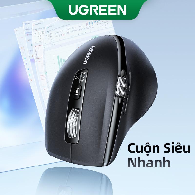 UGREEN, Chuột không dây, 2.4G, Bluetooth 5.4, Thiết kế công thái học, 5000DPI, 1000 dòng cuộn tốc độ cao, Chuột im lặng, Tương thích với MacBook, Máy tính bảng và Máy tính xách tay