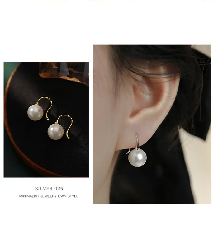 Anting Mutiara Perancis Anting Kelas Atas 2024 Anting Kait Telinga Desain Ceruk Mewah Ringan Gaya Laris Baru 4
