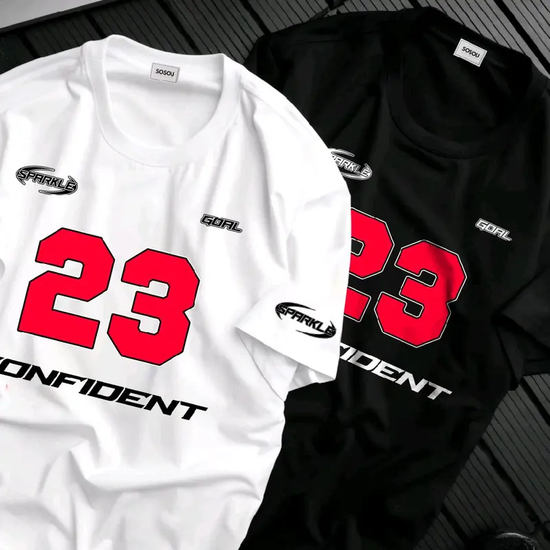 Terbaru Kaos Distro CONFIDENT 23 Lengan pendek Premium Uniseks Bahan Katun Tebal combed 20s | Atasan Pria Dan wanita dewasa - Oblong Keren Bisa COD'AN bajupria elegan pas outfit cowok baju hitam shirt vintage tshirt viral 【l】 bajucowo baseball 1