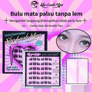[TANPA LEM] MH01 SHE LASH MOU Bulu Mata Palsu Comic Style-K8 Double Tips Bulumata Natural Eyelash Extension