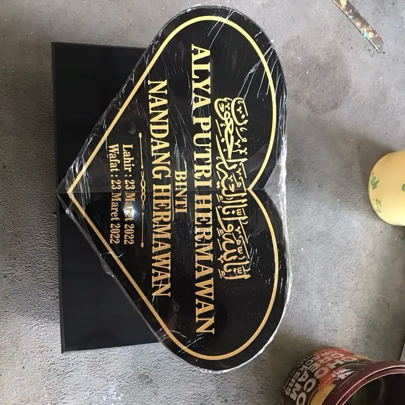 (COD) BATU NISAN TUGU 30x20 GRANIT BERKUALITAS PLUS DUDUKAN FREE PACKING KAYU TERMURAH BAHAN GRANIT TILE Hitam 7