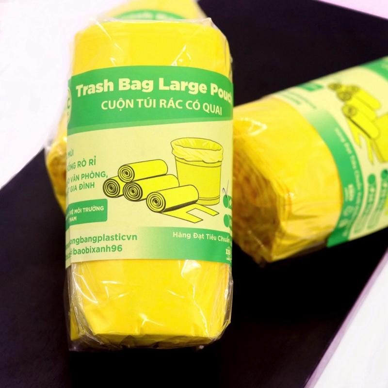 1 CUỘN túi rác SBC VÀNG CÓ QUAI cao cấp ~ 330gr - Dày dặn - Không mùi - Chống…