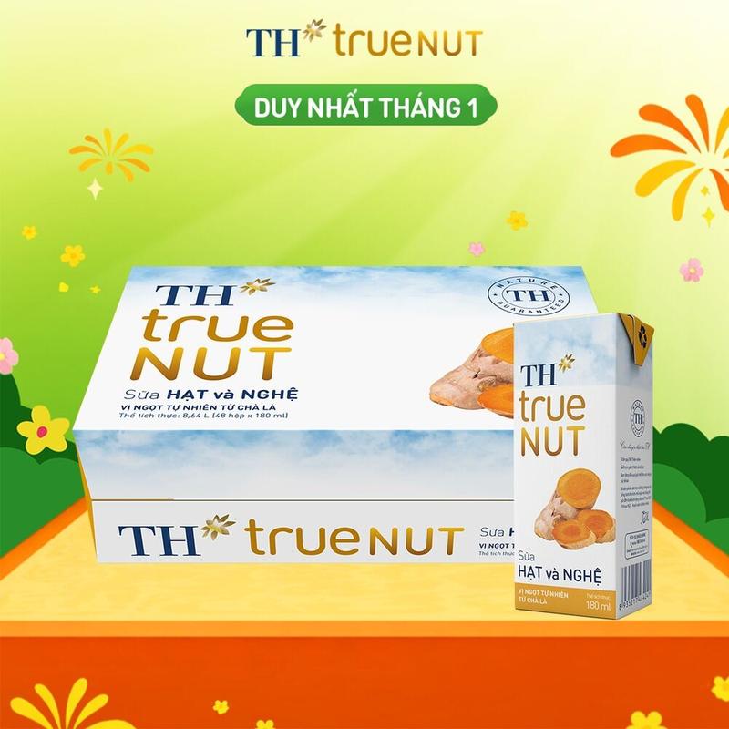  Thùng 48 hộp sữa hạt và nghệ TH true NUT 180 ml  180 ml x 48  