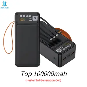 powerbank 100000mah power bank original asli 66W powerbank robot power bank fast charging power bank awet tahan lama built-in 4 cable