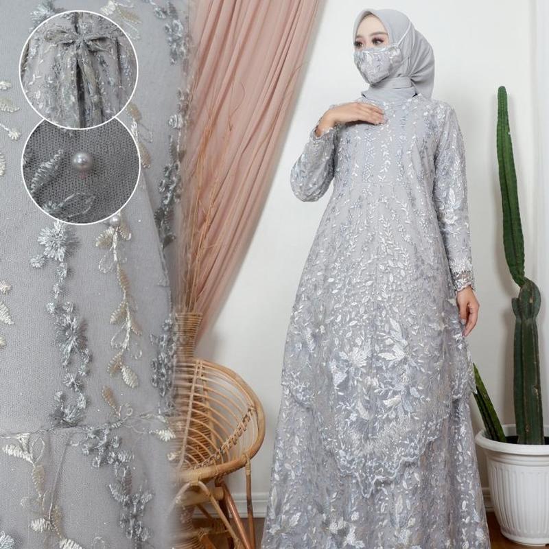 Gamis Tingkat Runcing Gamis Tulle Gamis Modern Baju Pesta Outfit Kondangan Dress Wanita Panjang Muslim Bordir Layer 5
