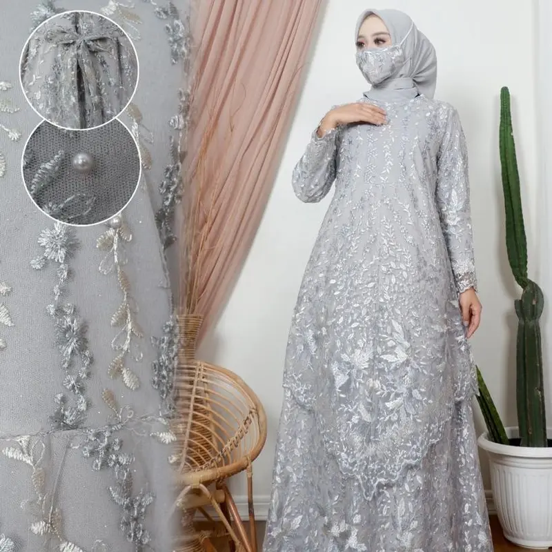Gamis Tingkat Runcing Gamis Tulle Gamis Modern Baju Pesta Outfit Kondangan Dress Wanita Panjang Muslim Bordir Layer 5