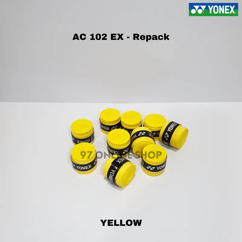 Grip Karet Raket Badminton Yonex AC 102 EX / AC102EX - SUPER GRAP TAPE - 100% Original YONEX - YELLOW 2