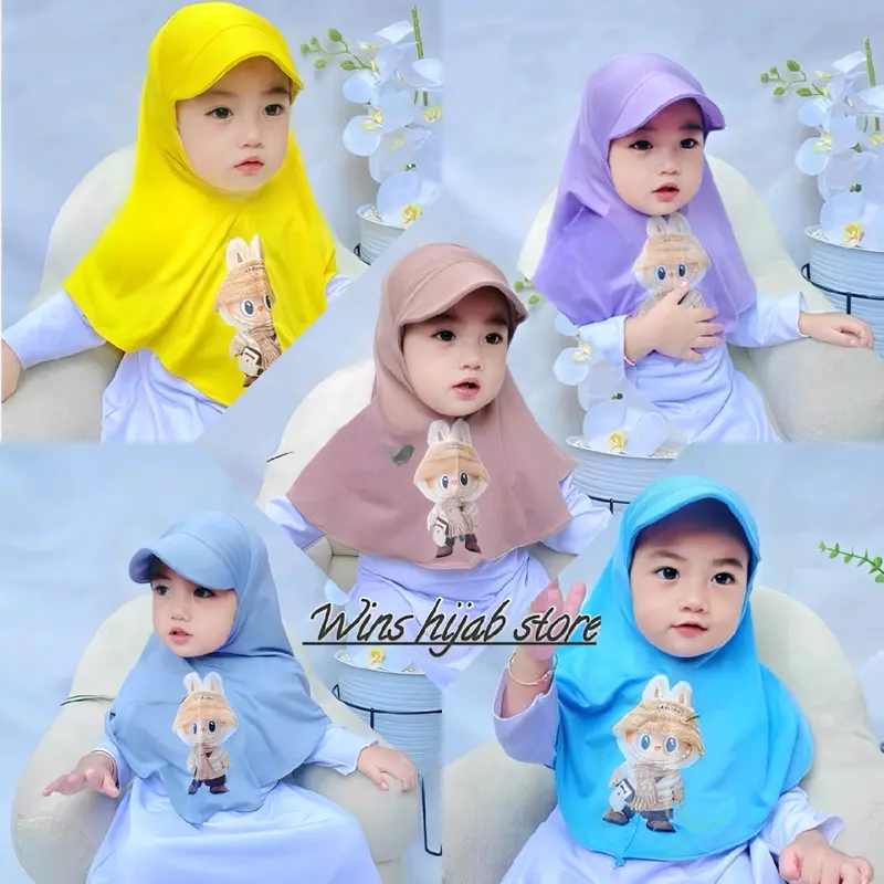 kerudung hijab anak perempuan lucu LABUBU JILTOP BAYI hijab lucu anak terbaru dicuci dengan tangan saja wardah Muslim Nyaman 1