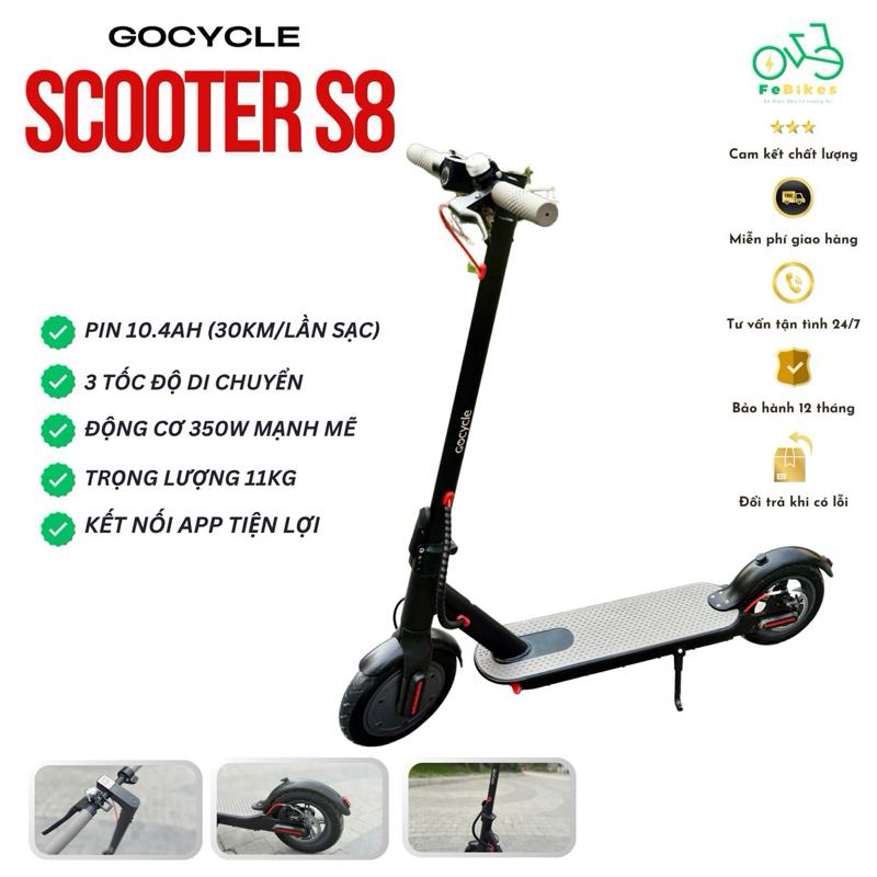 Xe điện gấp Scooter Gocycle S8 - Động cơ 350W pin lithium cao cấp chống nước toàn thân kết nối điện thoại