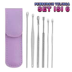 Alat Pembersih Telinga Mini Set 6 in 1 Ear Wax Picker Pembersih Telinga Stainless Terbaru Prraktis -ZJ-24