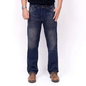 M Land - Celana jeans panjang pria fading wishker reguler standar retro wash Denim reguler