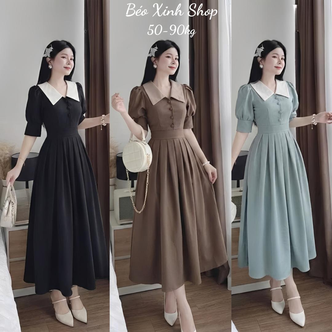Váy Thời Trang Béo Xinh Bigsize Cổ Nhọn Thanh Lịch Cho Các Nàng 50-100Kg  Béo XInh Shop - A.1168