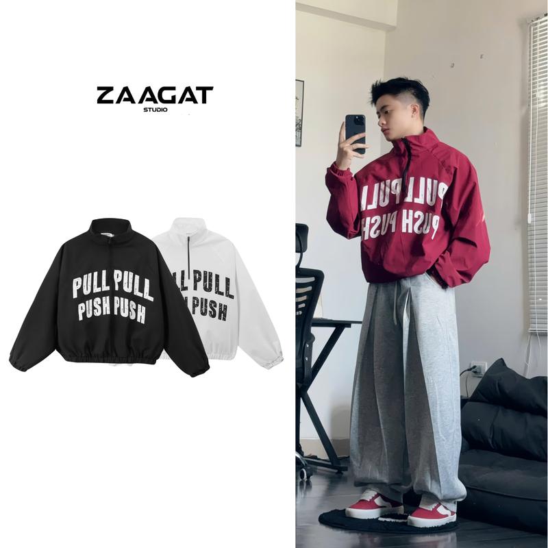 Áo khoác gió chất liệu polyester form boxy HALFZIP JACKET Menswear