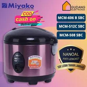 [COD READY] MIYAKO RICE COOKER NANOAL ANTI LENGKET 3 IN 1 / MAGIC COM MCM-606B SBC / MCM-512C SBC / MCM-508 SBC (0,6 L / 1,2 L / 1,8 L) GARANSI RESMI