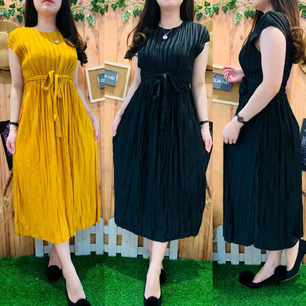 dres plisket terbaru 2025 dres midi wanita kekinian dres wanita terlaris dres wanita termurah