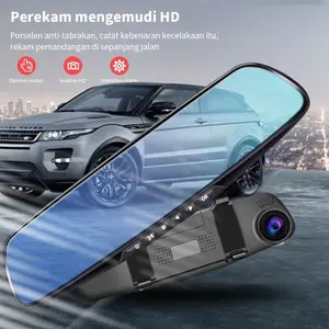 Kamera Tampilan Belakang Mobil + Kamera Dasbor Kamera Mundur Mobil Kendaraan Resolusi 4.3 Inci 1080P Kamera Dasbor DVR Full HD Bahasa Berkabel Car