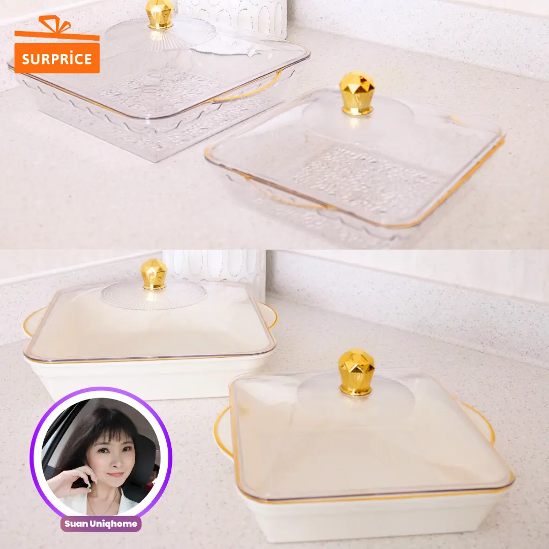 [Suanvinzlie x Surprice] KYRA Set Wadah Lauk dengan Tutup / Set Mangkok Aethetic / Mangkok Plastik Bulat / Mangkok Plastik Buah / Nampan Snack