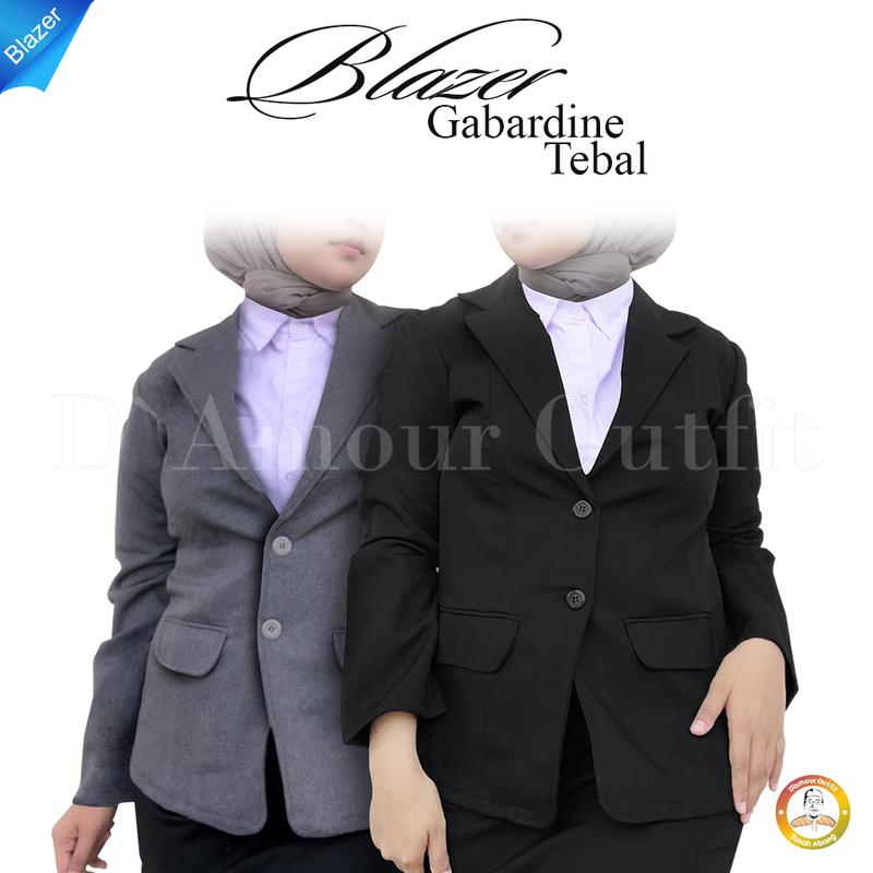 Product Introduction of Jas Blazer Wanita Jas Kerja Kantor Cewe Polos Dewasa Anak Jaket Blezer Cewek Pakaian Formal Kantoran Dasar Hitam Abu  Bahan Panjang Kancing Jumbo Big Size Cardigan Rompi Outer Perempuan  Ootd Korean Style Seragam Slimfit 64