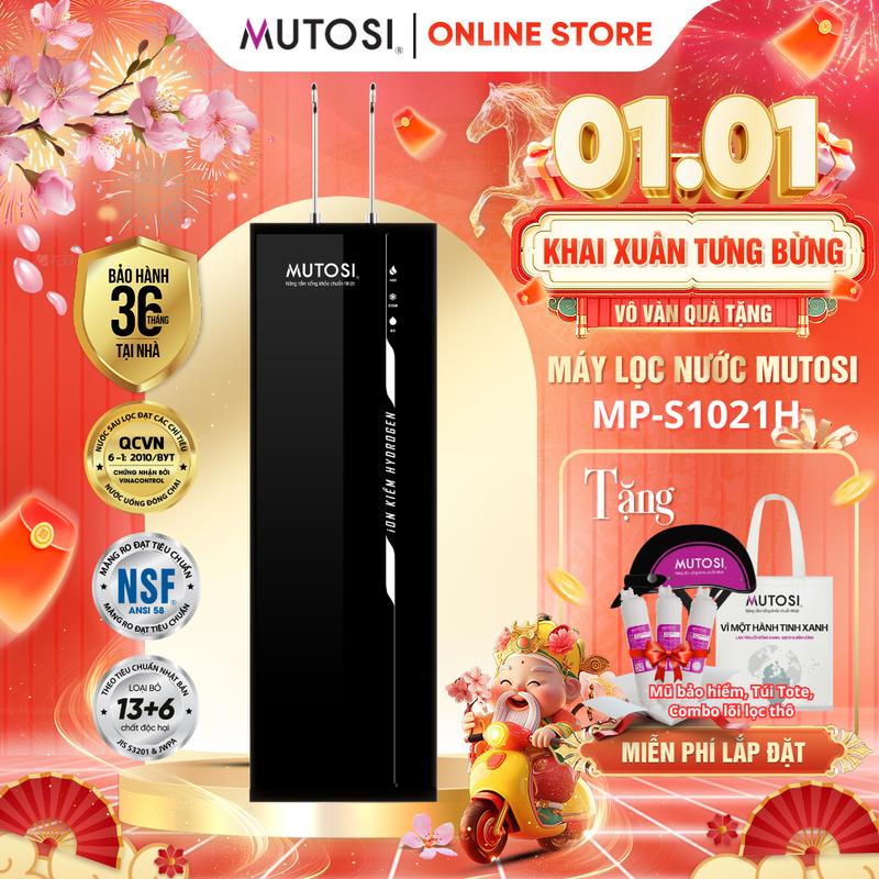  MUTOSI Máy Lọc Nước Ion Kiềm Hydrogen MP-S1021H 10 Cấp Lọc 2 Vòi 4 Chế Độ Nước Tinh Khiết RO Nóng Lạnh Bảo Hành 36 Tháng 