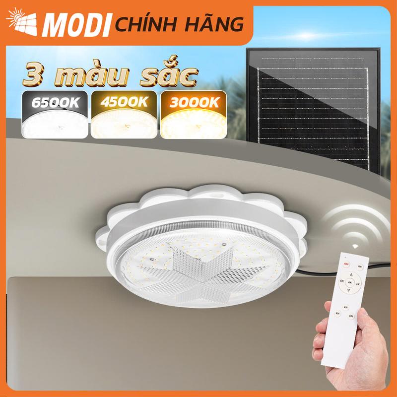 Đèn Ốp Trần Năng Lượng Mặt Trời MODI SOLAR, Đèn Led Ốp Trần 3 Màu Ánh Sáng, Điều Khiển Từ Xa,Bảo Hành 2 Năm