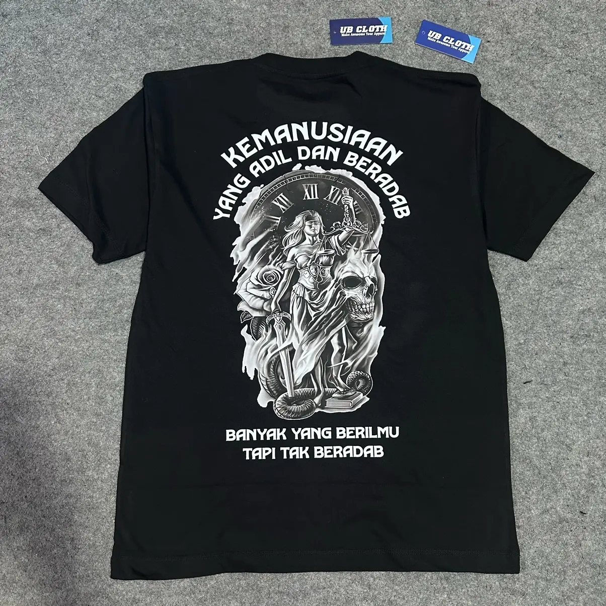 Kaos Kemanusiaan yang Adil dan Beradab Combed 24s Katun Distro Nyaman Baju Keren Tshirt Pria dan Wanita