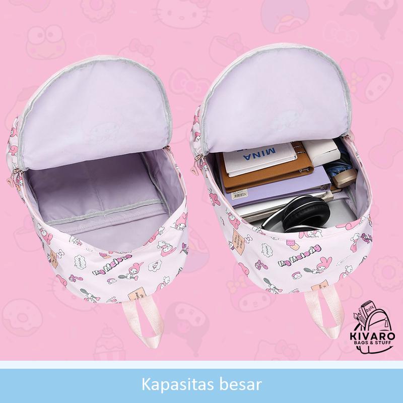 Product Introduction of Tas Ransel Sanrio Besar SD SMP SMA Kuromi Pochacco Melody & Hello Kitty | CL08 Kivaro Anak Motif Fashion 40