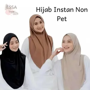 ESSA STORE Hijab Instan Malay Non Ped Dewasa - Bergo Siria Tanpa Ped Dewasa Simple Bahan Spandex Jersey Nyaman dan Adem untuk Sehari-hari