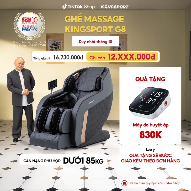 [Miễn phí lắp đặt] Ghế massage toàn thân KINGSPORT G8 với công nghệ làm ấm Warmtech, túi khí toàn thân massage nhiều cấp độ