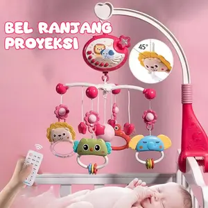 Mainan Bayi & Perlengkapan Tidur: Lonceng Remote, Karakter Kepiting Gantung, Teether Lembut, Anti Kolik, Sensor Crying, Musik Nada Lembut, Lampu Proyeksi Bintang, Penidur Bayi Otomatis
