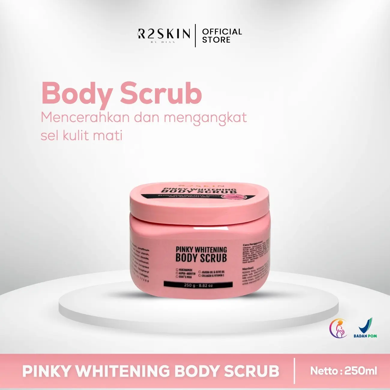 R2SKIN PINKY WHITENING BODY SCRUB 8X PENCERAH