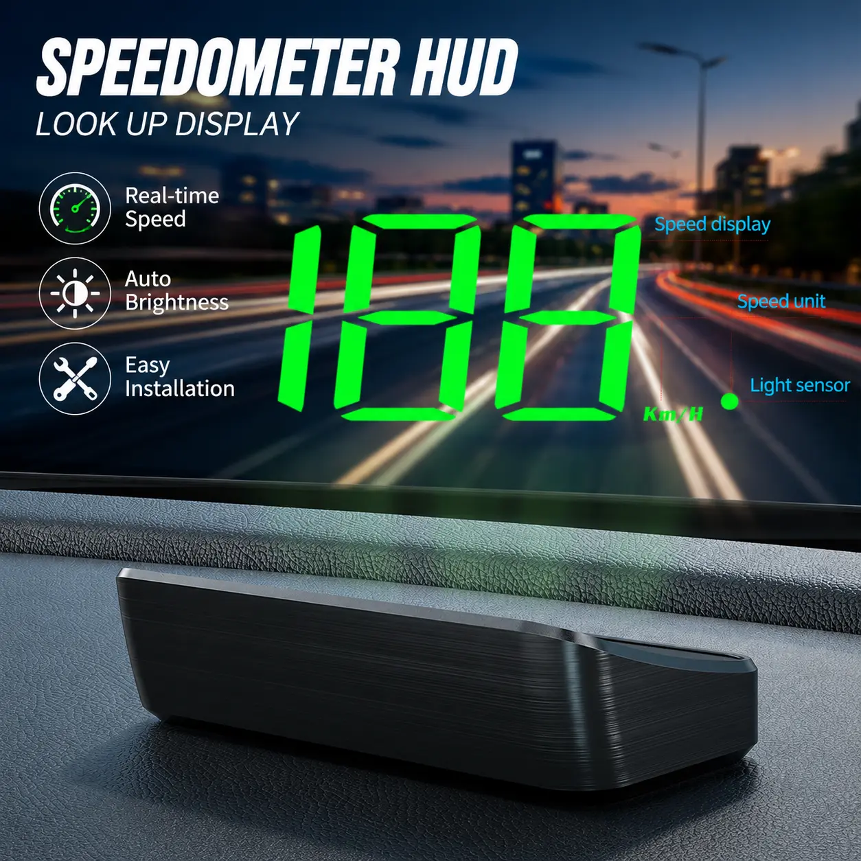MEIMI Speedometer HUD Look Up Display GPS Proyektor Sensor Cahaya - M2