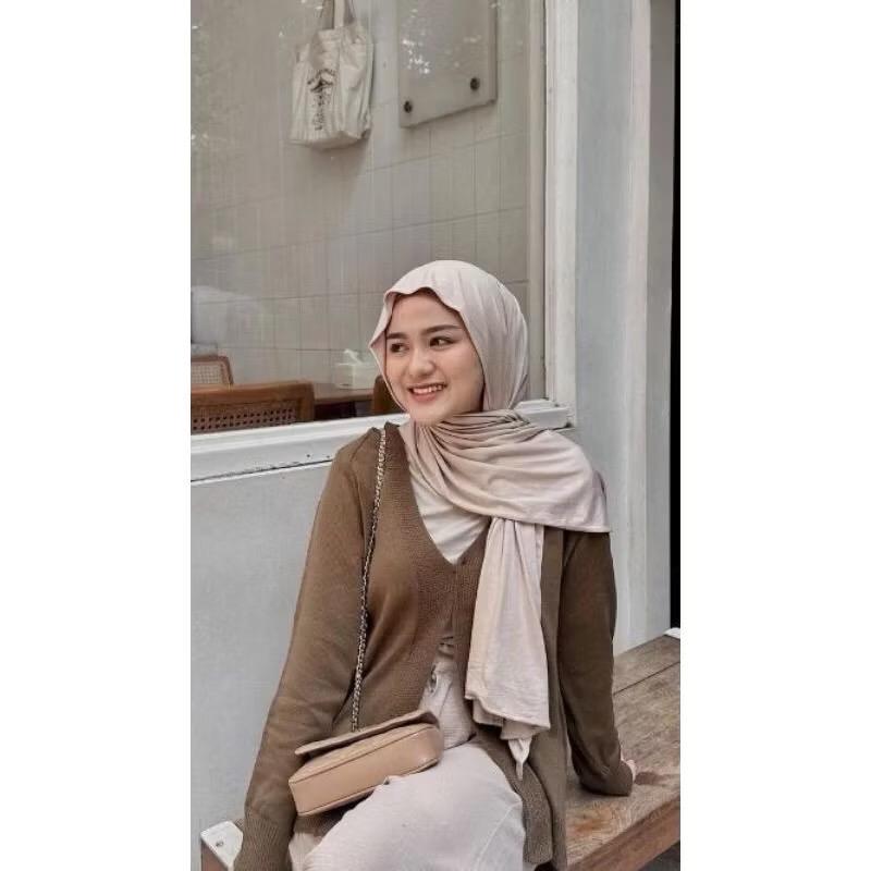 RAJA BERGO-PASHMINA KAOS/PASHMINA KAOS RAYON SUPER/PHASMINA OMAN(TURKEY SHAWL) Kerudung Muslim Panjang Jilbab Hitam Basic 6