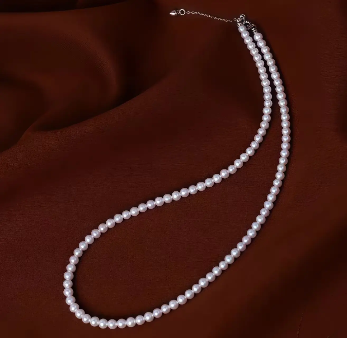 LU  Natural Freshwater Pearl, Millet Bead Necklace 4-5mm S925  SKU:XL-019-1