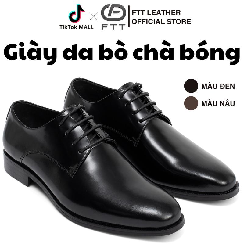 Giày da nam Derby da bò chà bóng cao cấp FTT Leather giày tây nam đế phíp gỗ chống trơn trượt F0305