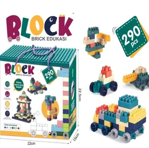 Block Brick Edukasi Mainan Balok Susun Anak DIY 290pcs Bahan ABS Kuat Tahan Lama Kotak Penyimpanan 22.5cm x 17.5cm Kemasan Baru
