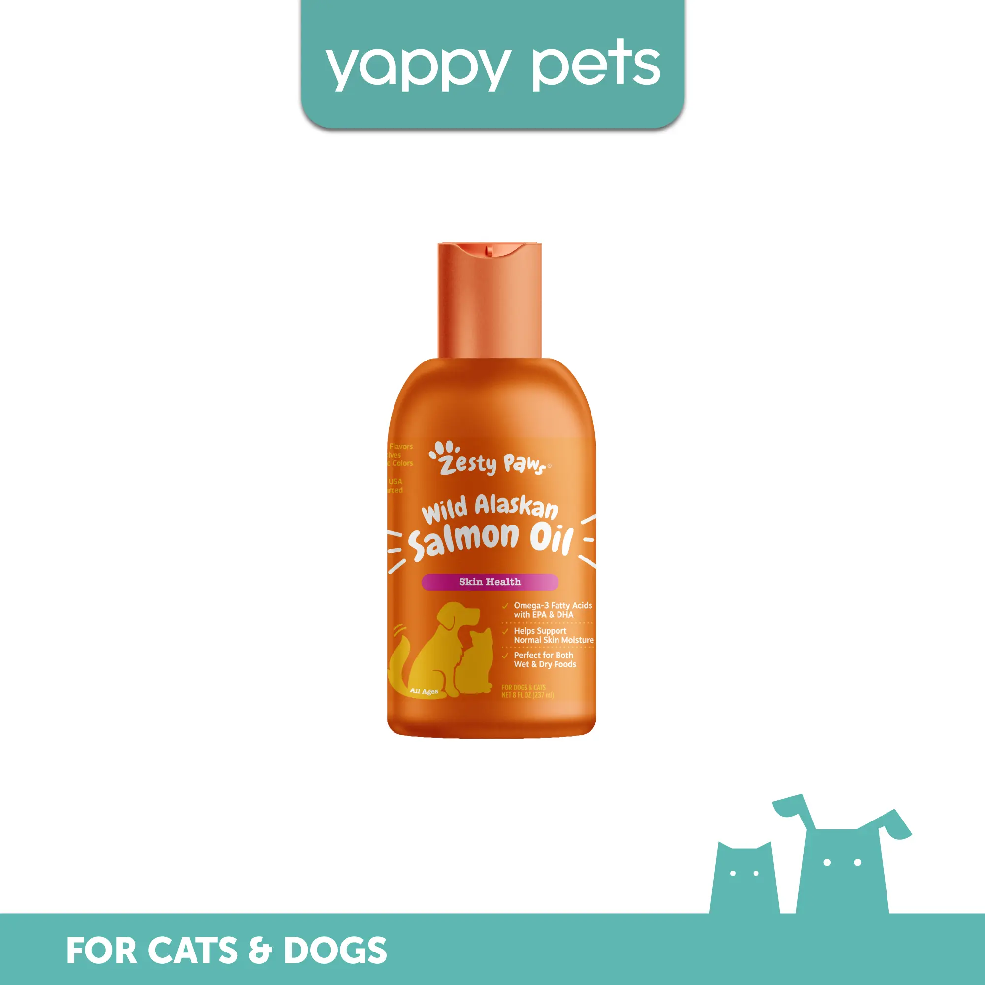 Zesty Paws Pure Wild Alaskan Salmon Oil for Cats and Dogs 8oz