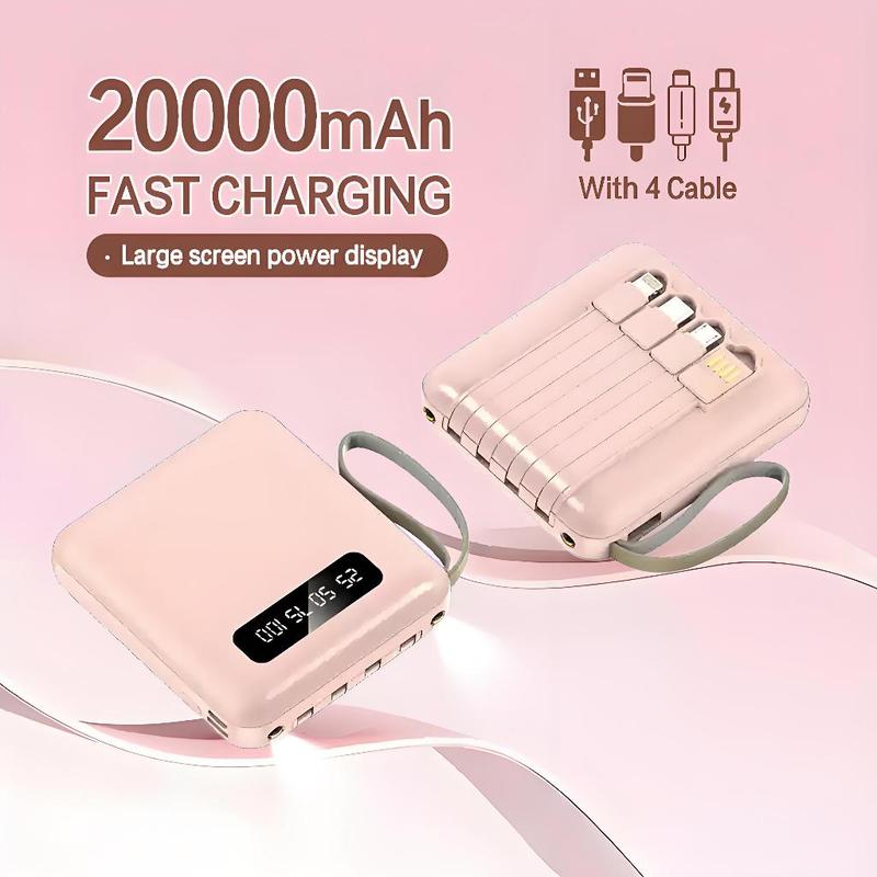 【COD】Hot Sale 20000mAh Mini Power Bank with 4 USB Ports Fast Charging and LED Display, Portable for iOS/Android Phone Charging - Power Bank Charger Pink (Free Shipping) 3